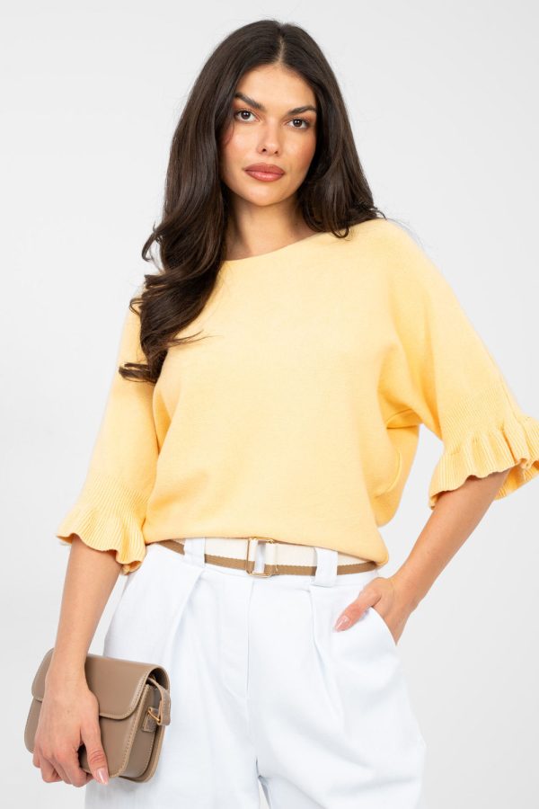 Yellow Jumper in Sweaters, Pullovers, Jumpers, Turtlenecks, Boleros, Shrugs with Nylon, Polyester and Viscose