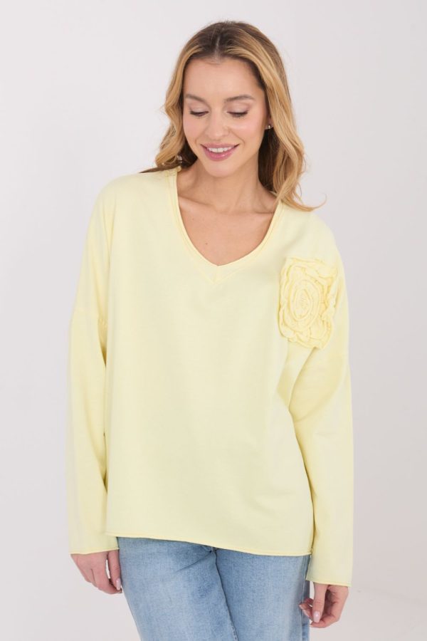 Yellow Blouse in Women`s Blouses, Tunics with Cotton and Spandex