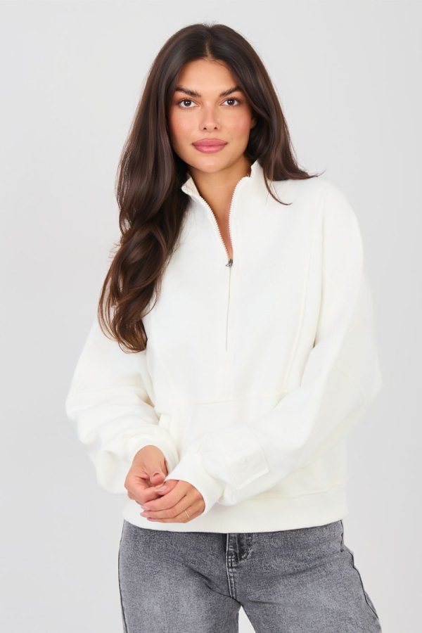 Beige Sweatshirt in Sweatshirts For Women with Cotton and Spandex