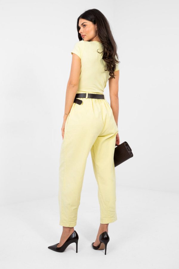 Yellow Corduroy Trousers in Pants, Trousers, Shorts with Cotton and Spandex
