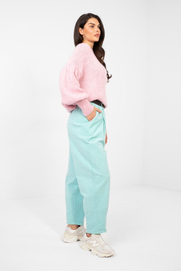 Green Corduroy Trousers in Pants, Trousers, Shorts with Cotton and Spandex