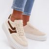 Beige Sport Shoes in Women`s Athletic Shoes, Trainers, Sneakers with Fabric, Footbed, Upper Height and Platform Height