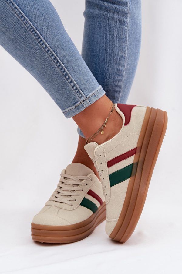 beige Platform sneakers model 224419 Step in style