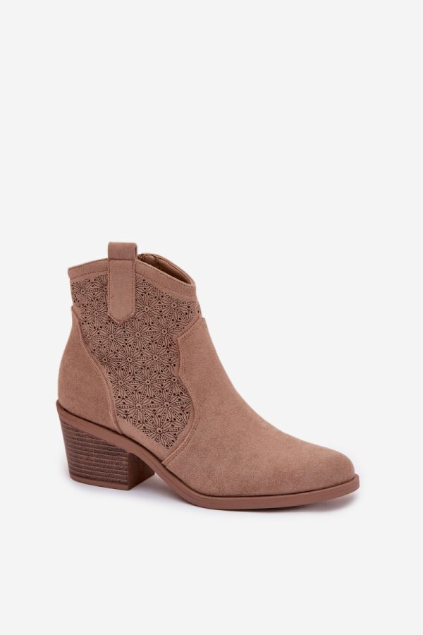 beige Heel boots model 224428 Step in style
