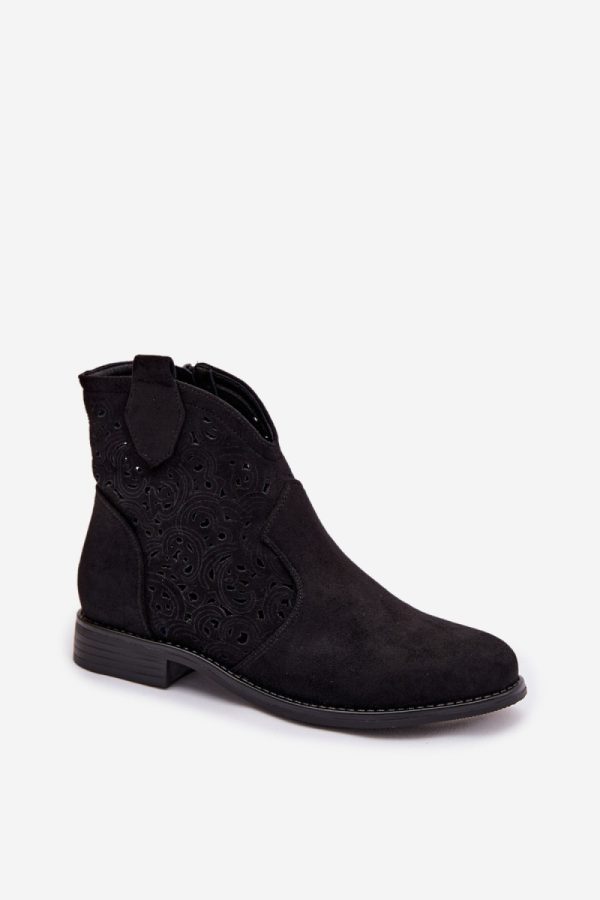 Black Boots in Women`s Ankle Boots & Booties with Fabric, Footbed, Upper Height and Heel Height
