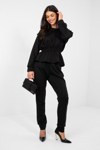Black Set in Pants, Trousers, Shorts with Spandex, Polyester and Viscose