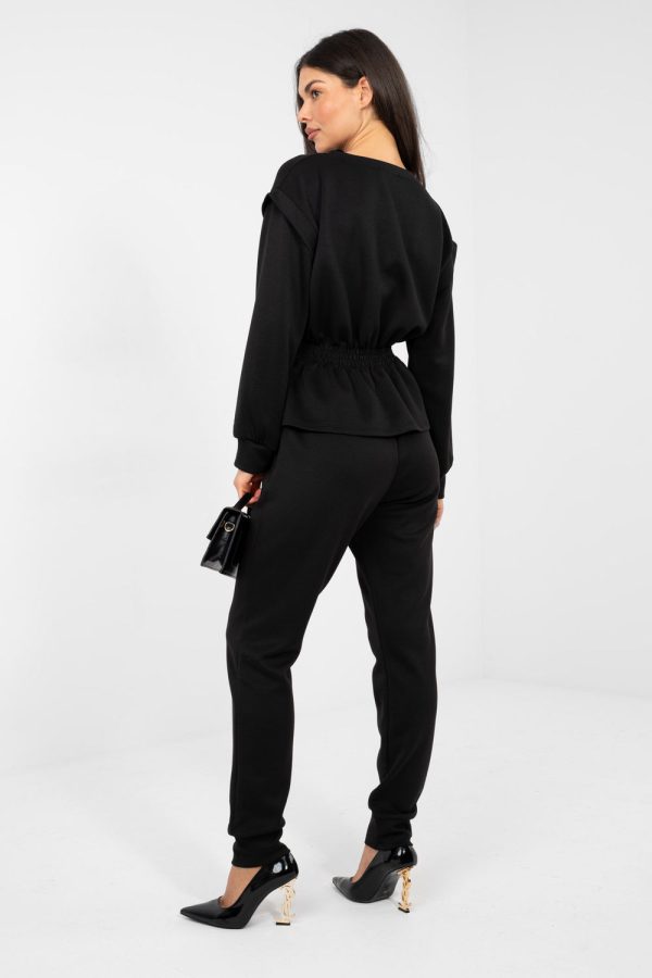 Black Set in Pants, Trousers, Shorts with Spandex, Polyester and Viscose