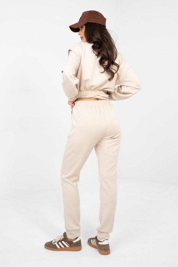 Beige Set in Pants, Trousers, Shorts with Spandex, Polyester and Viscose
