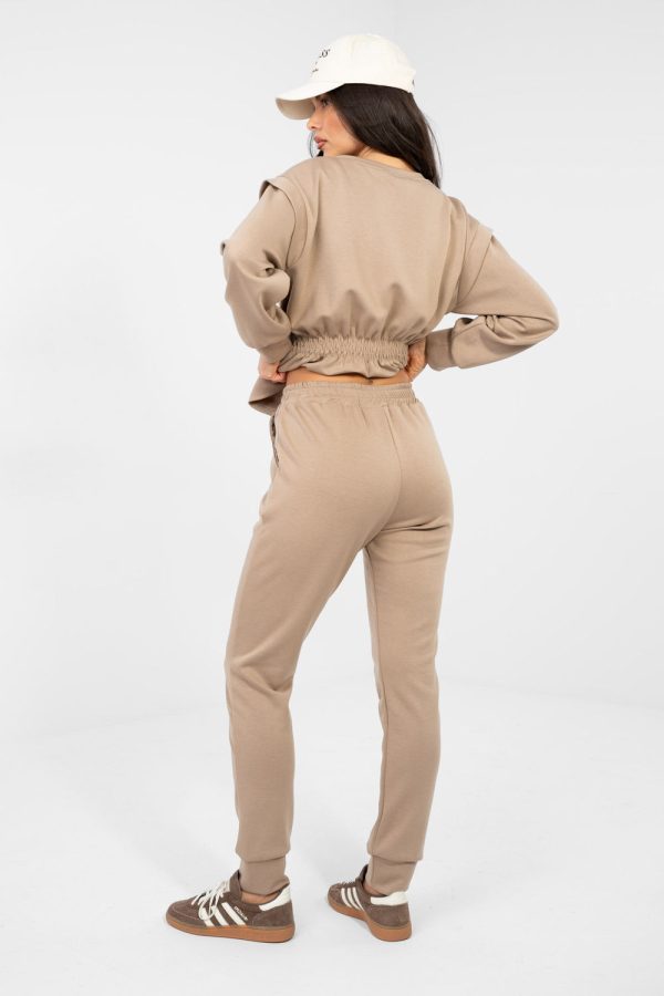 Beige Set in Pants, Trousers, Shorts with Spandex, Polyester and Viscose