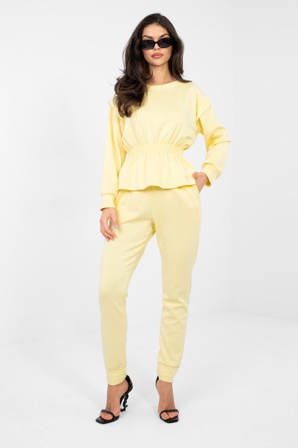 Yellow Set in Pants, Trousers, Shorts with Spandex, Polyester and Viscose