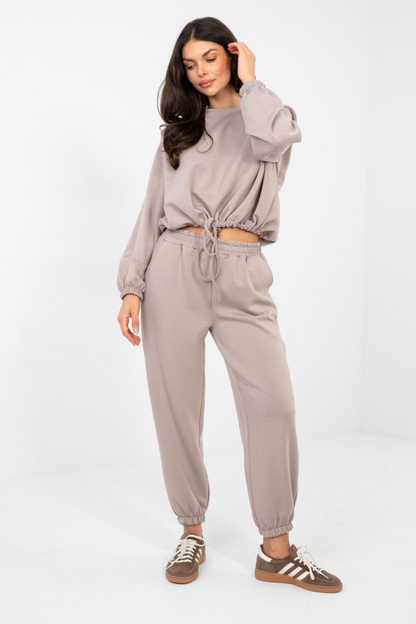 Beige Set in Pants, Trousers, Shorts with Spandex and Viscose