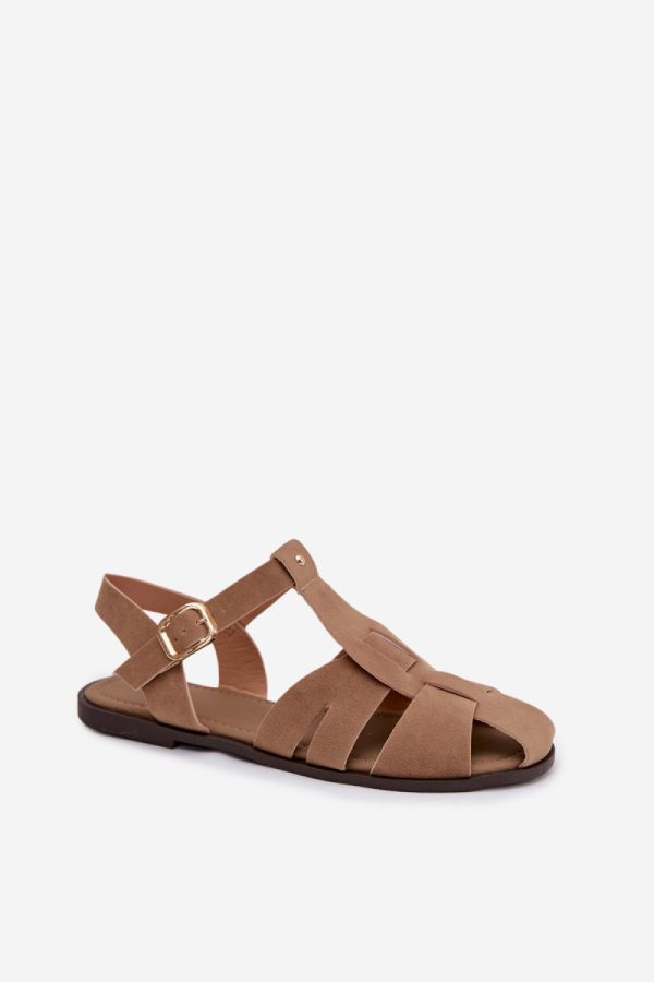 Beige Sandals in Sandals & Flip-Flops For Women with Fabric, Footbed and Heel Height
