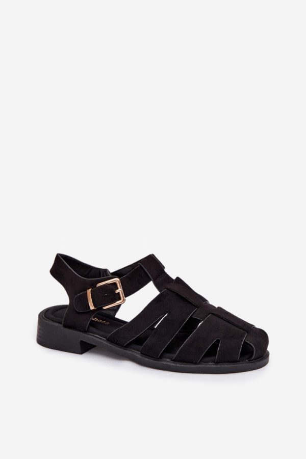 Black Sandals in Sandals & Flip-Flops For Women with Fabric, Footbed and Heel Height