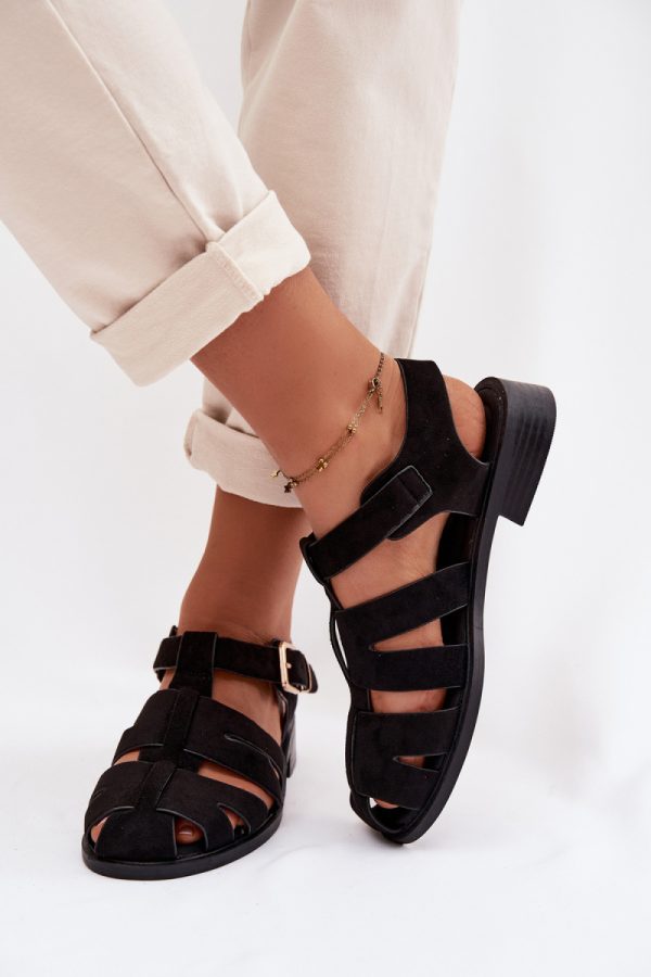 Black Sandals in Sandals & Flip-Flops For Women with Fabric, Footbed and Heel Height
