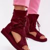 Red Sandals in Sandals & Flip-Flops For Women with Fabric, Footbed and Sole Height