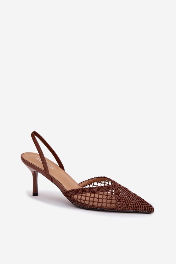 Brown Heel Sandals in Sandals & Flip-Flops For Women with Fabric, Footbed and Heel Height