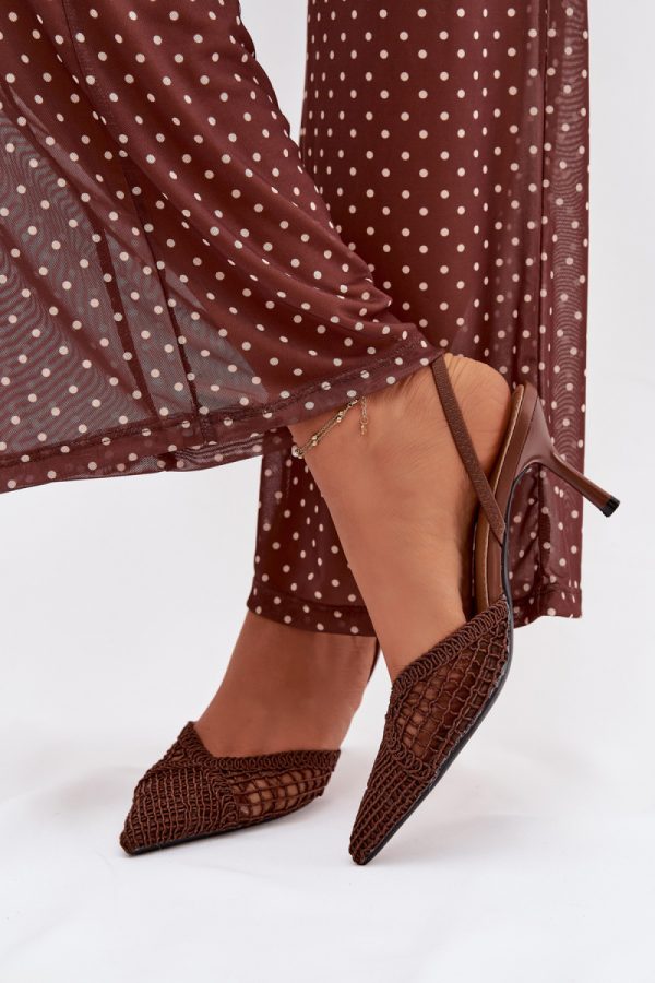 Brown Heel Sandals in Sandals & Flip-Flops For Women with Fabric, Footbed and Heel Height