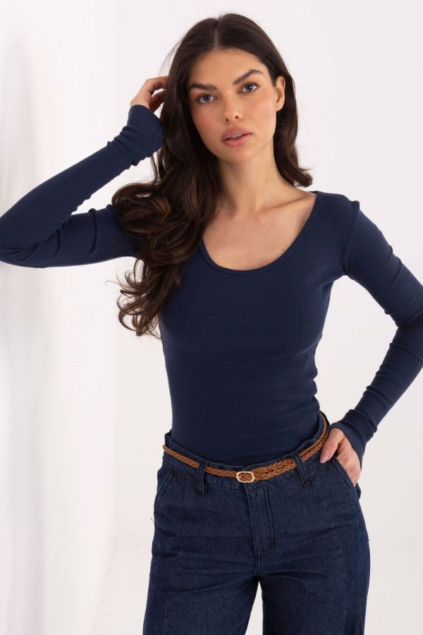 Navy Blue Blouse in Women`s Blouses, Tunics with Cotton