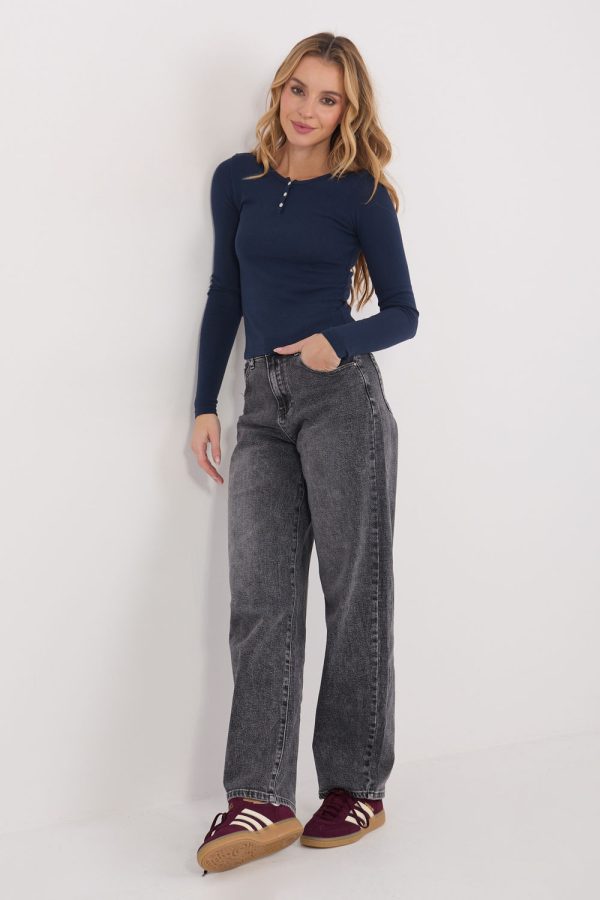 Navy Blue Blouse in Women`s Blouses, Tunics with Cotton