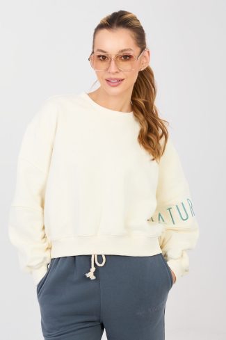 Beige Sweatshirt in Sweatshirts For Women with Cotton and Polyester
