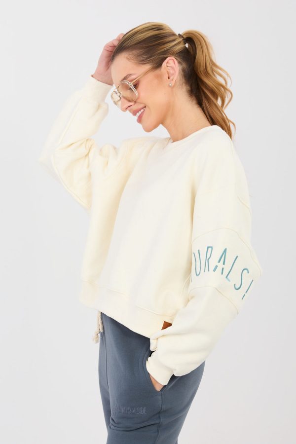 Beige Sweatshirt in Sweatshirts For Women with Cotton and Polyester