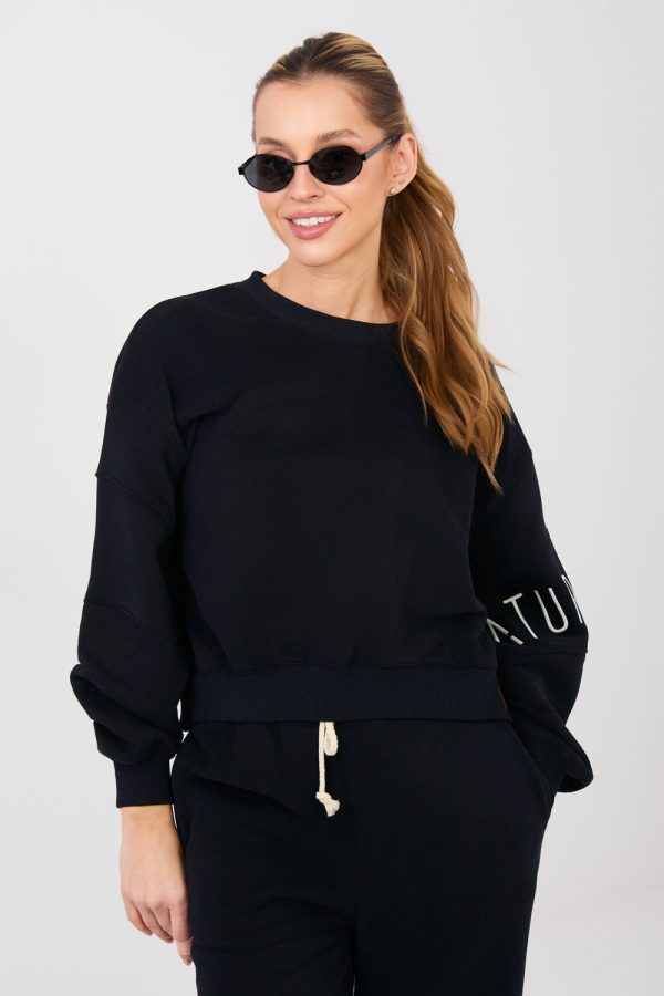 Black Sweatshirt in Sweatshirts For Women with Cotton and Polyester