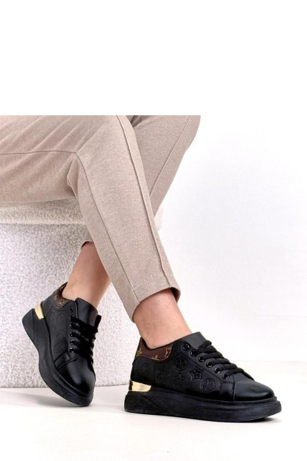 Black Sport Shoes.Fabric, Footbed and Platform Height