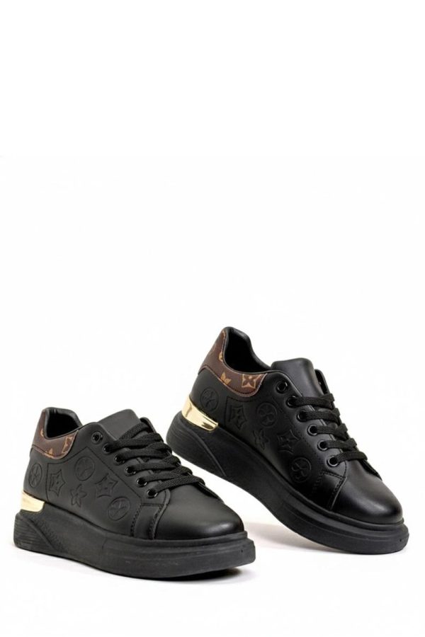 Black Sport Shoes.Fabric, Footbed and Platform Height
