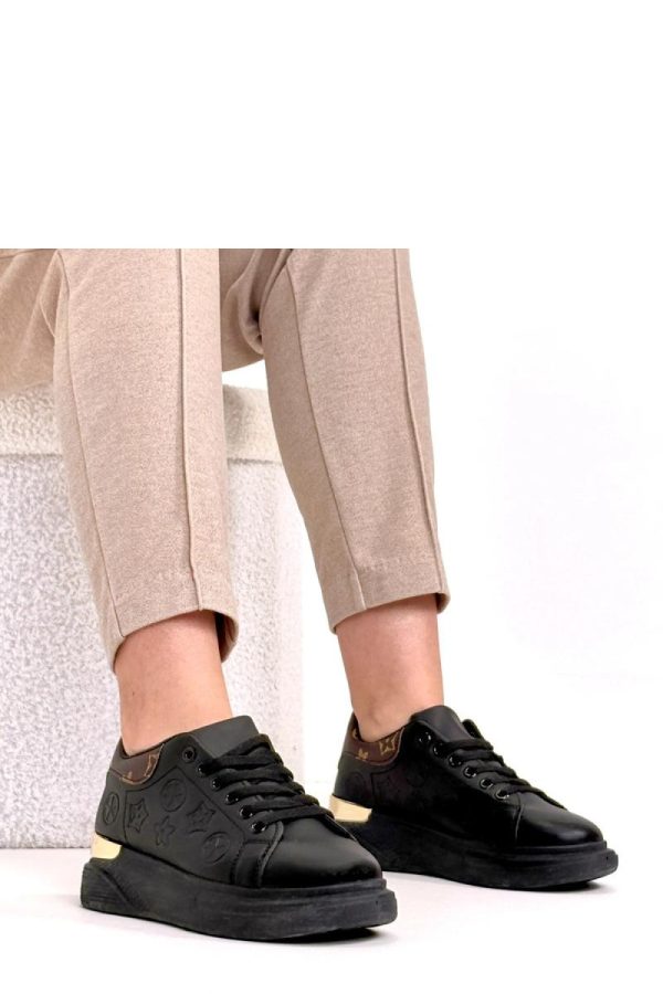 Black Sport Shoes.Fabric, Footbed and Platform Height