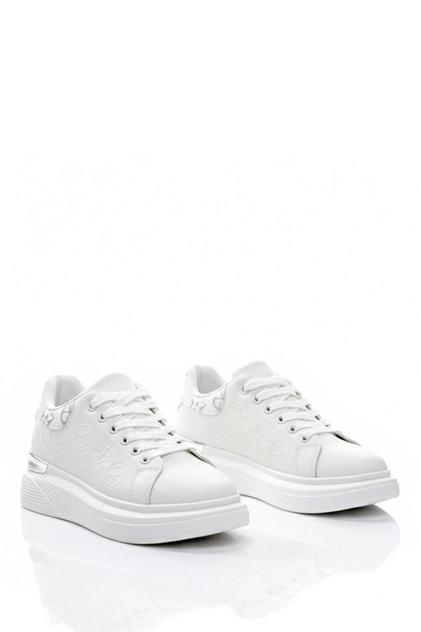 White Sport Shoes..Fabric, Footbed and Platform Height