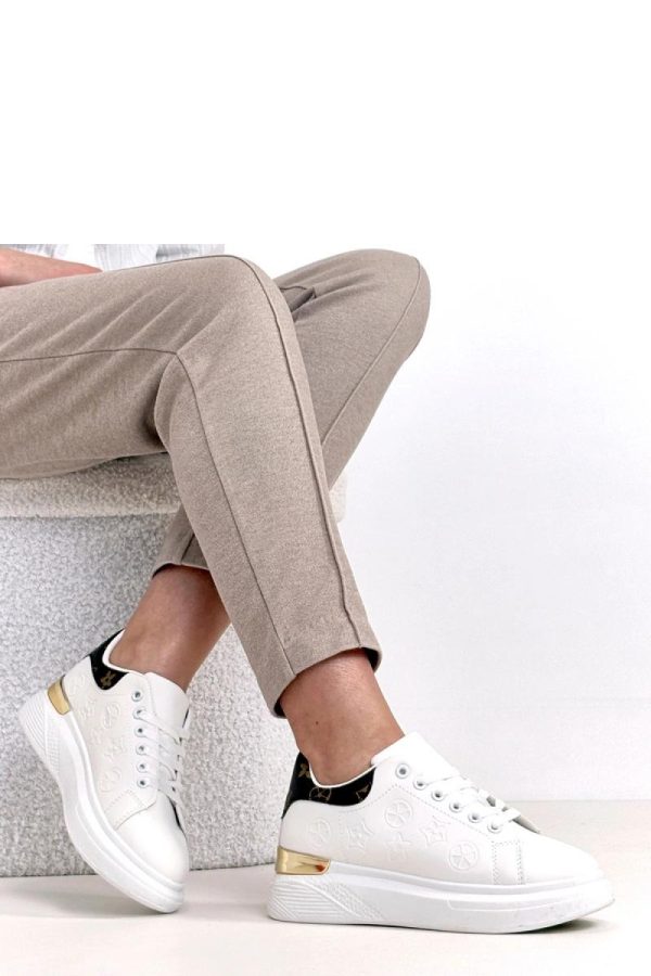 White Sport Shoes in Women`s Athletic Shoes, Trainers, Sneakers with Fabric, Footbed and Platform Height