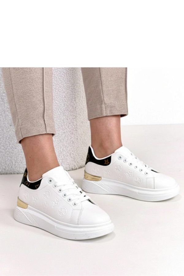 White Sport Shoes in Women`s Athletic Shoes, Trainers, Sneakers with Fabric, Footbed and Platform Height