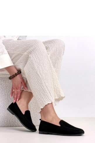1114541 Black Mocassin in Moccasins, Loafers with Fabric, Footbed and Heel Height