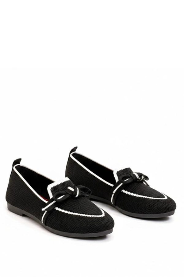 Black Ballet Flats..Fabric, Footbed and Heel Height