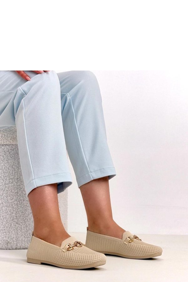 Beige Mocassin in Moccasins, Loafers with Fabric, Footbed and Heel Height