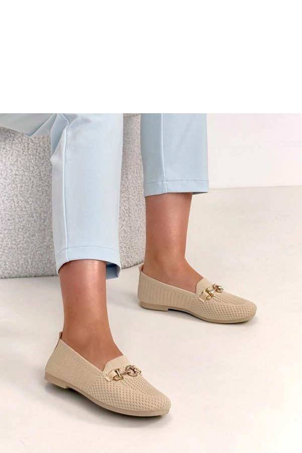 Beige Mocassin in Moccasins, Loafers with Fabric, Footbed and Heel Height