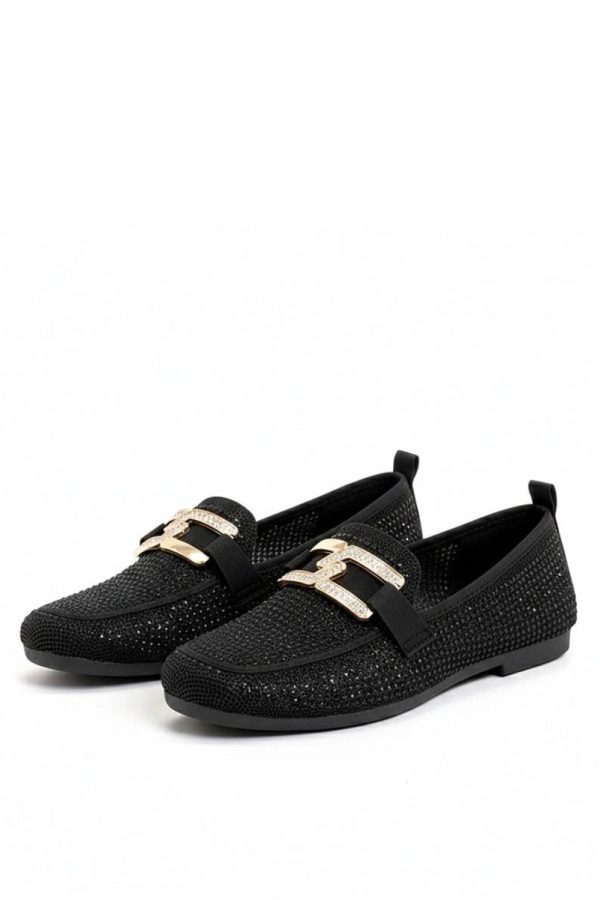 Black Mocassin in Moccasins, Loafers with Fabric, Footbed and Heel Height