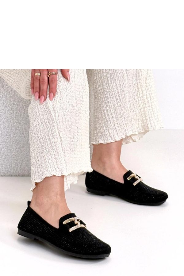 Black Mocassin in Moccasins, Loafers with Fabric, Footbed and Heel Height