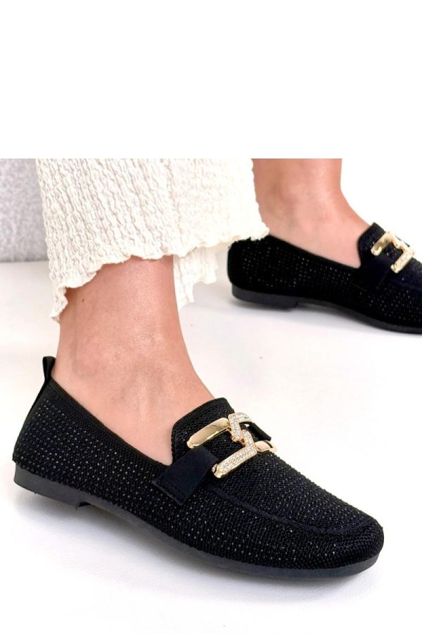 Black Mocassin in Moccasins, Loafers with Fabric, Footbed and Heel Height