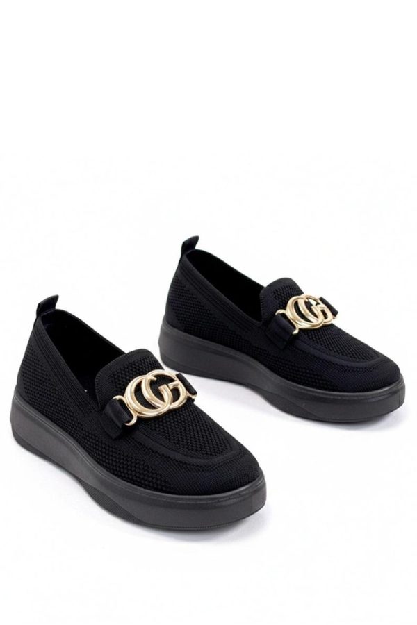 Black Sneakers.Fabric, Footbed and Platform Height