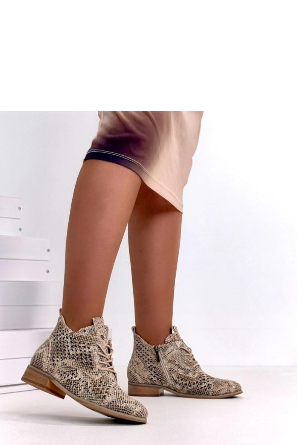 Beige Boots in Women`s Ankle Boots & Booties with Fabric, Footbed, Upper Height and Heel Height