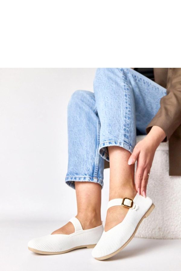 White Ballet Flats.Fabric, Footbed and Heel Height