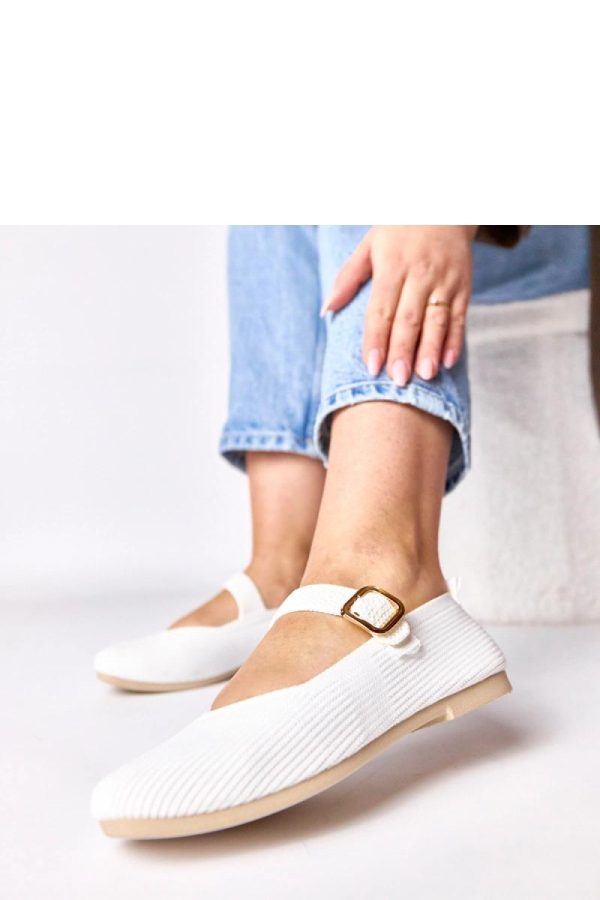 White Ballet Flats.Fabric, Footbed and Heel Height