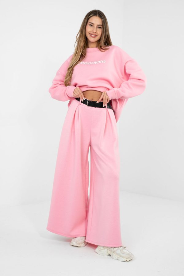 Pink Tracksuit Trousers in Pants, Trousers, Shorts with Spandex, Polyester and Viscose