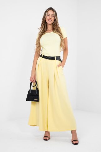 Yellow Tracksuit Trousers in Pants, Trousers, Shorts with Spandex, Polyester and Viscose