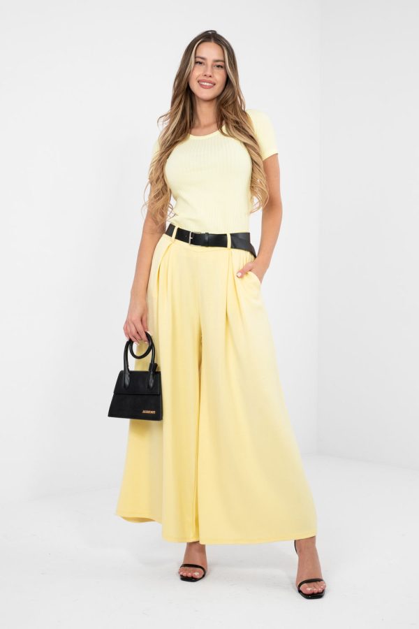 Yellow Tracksuit Trousers in Pants, Trousers, Shorts with Spandex, Polyester and Viscose