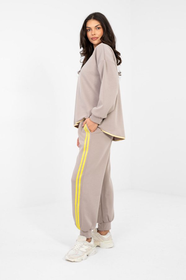 Beige Set in Pants, Trousers, Shorts with Spandex, Polyester and Viscose