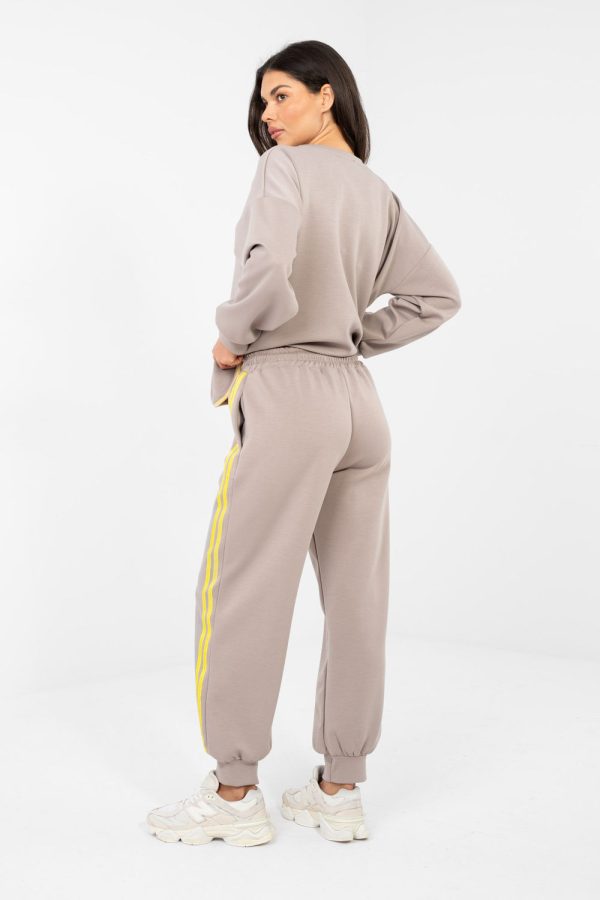 Beige Set in Pants, Trousers, Shorts with Spandex, Polyester and Viscose