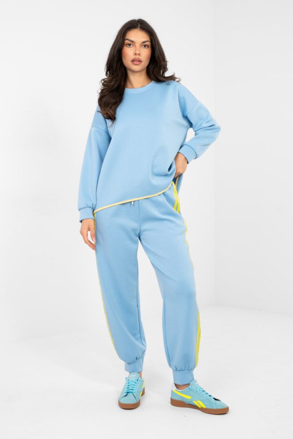 Blue Set in Pants, Trousers, Shorts with Spandex, Polyester and Viscose