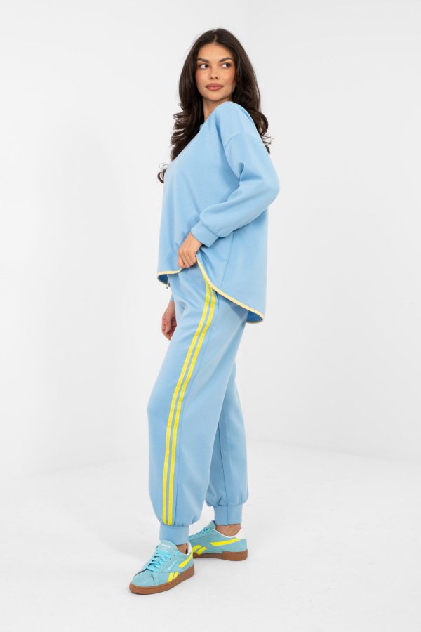 Blue Set in Pants, Trousers, Shorts with Spandex, Polyester and Viscose
